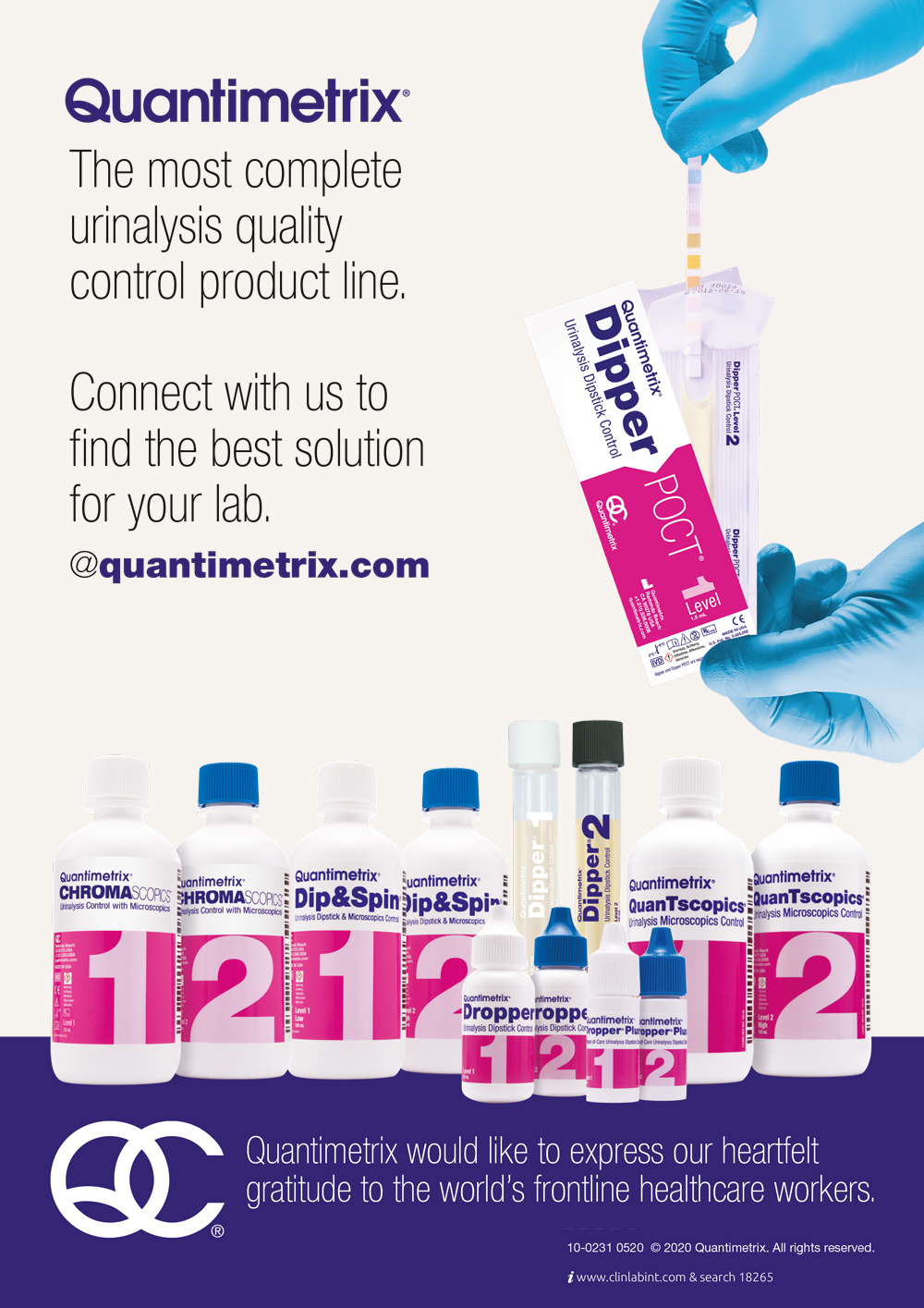 The most complete urinalysis quality control product line. Clinical