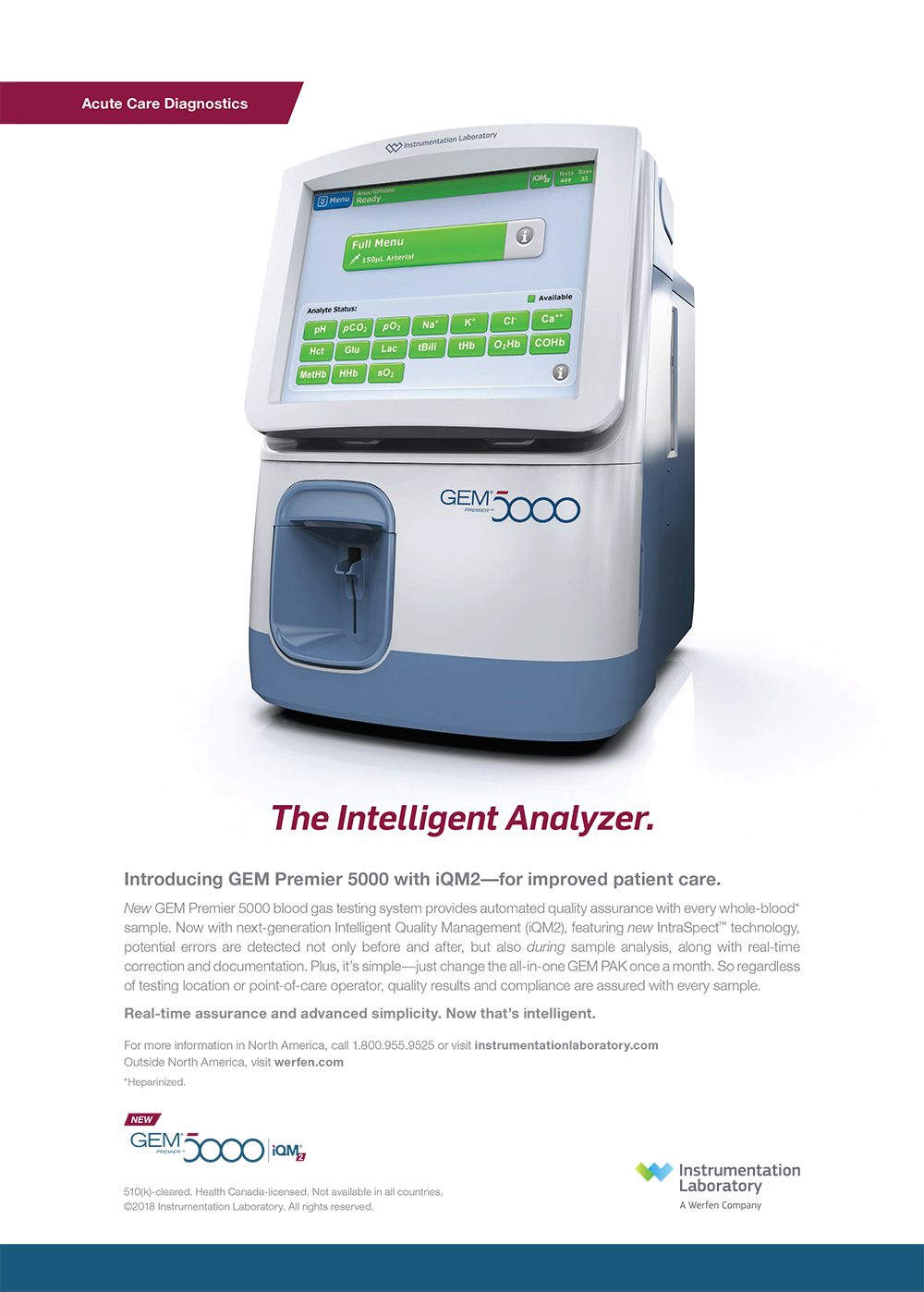 GEM Premier 5000 with iQM2 Clinical Laboratory int.