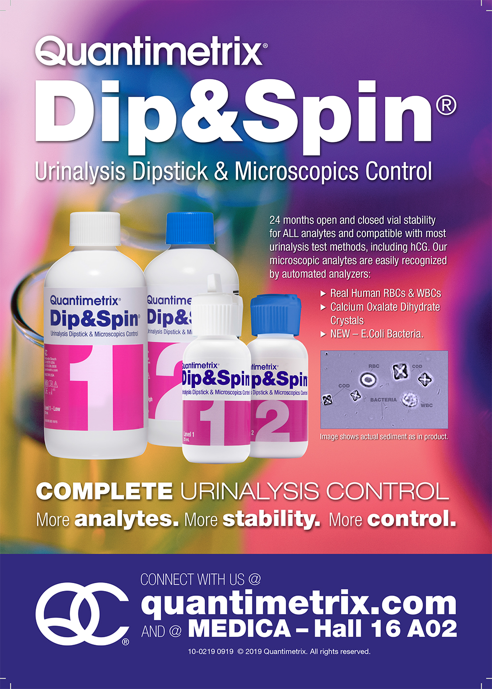 Dip&Spin Urinalysis Dipstick & Microscopics Control Clinical Laboratory int.