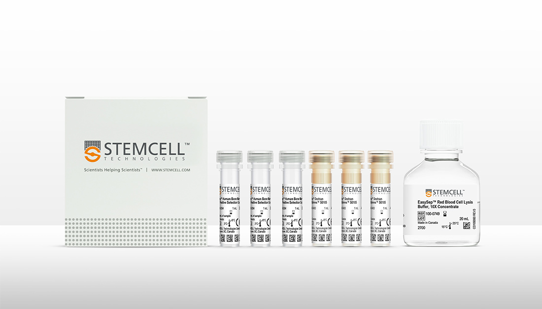 ON1483-CLI-E-Newsletter-Banner-EasySep Human Bone Marrow CD138 Positive Selection Kit-IVD-1100x628 The EasySep™ Human Bone Marrow CD138 Positive Selection Kit (IVD), shown with STEMCELL product packaging.